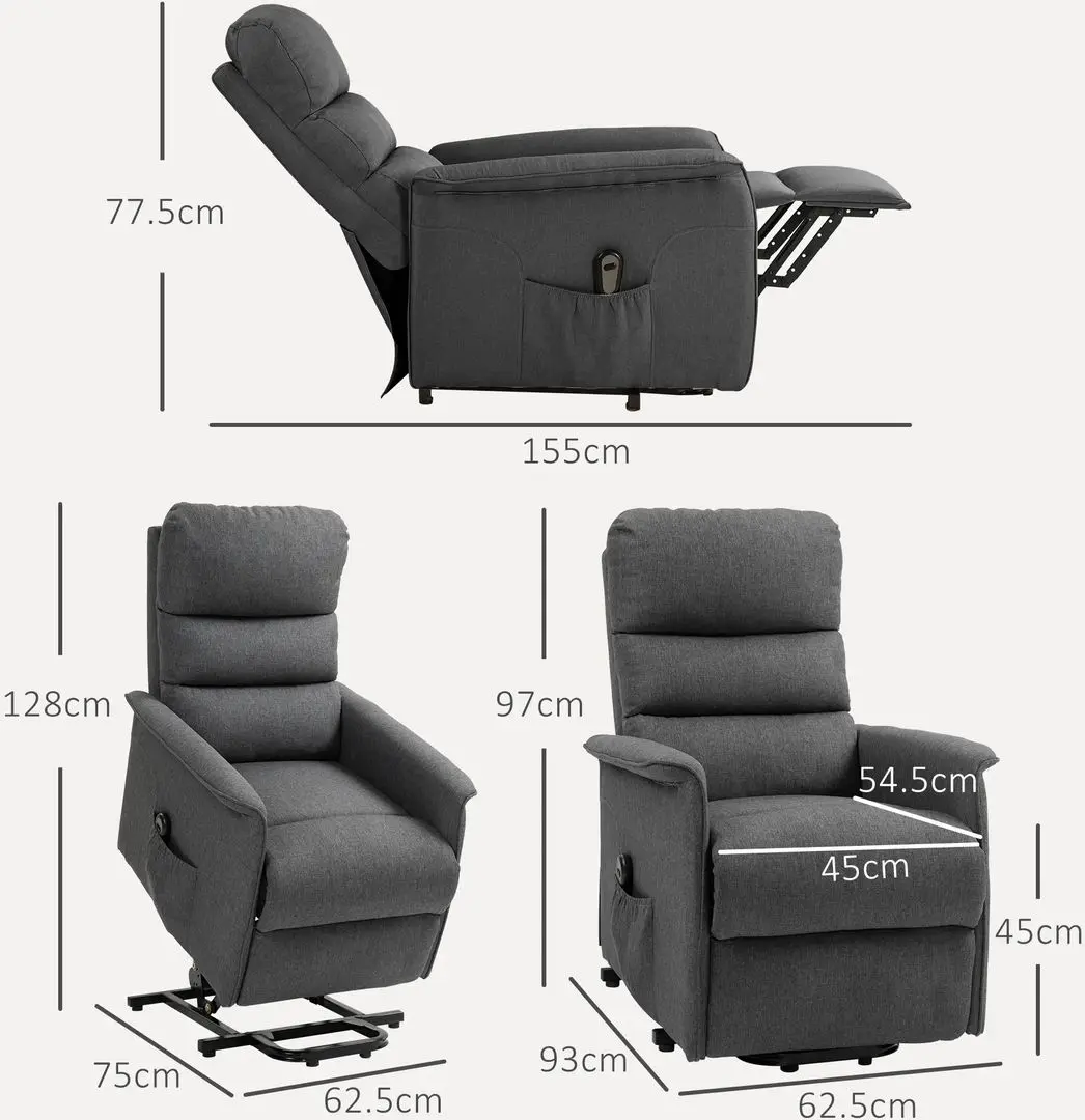 Fotoliu de masaj Homcom 713-042V91GY 62x96x97 cm (Grey)