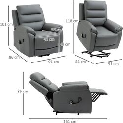 Fotoliu de masaj Homcom 713-095V90GY 91x86x101 cm (Grey) Thumb