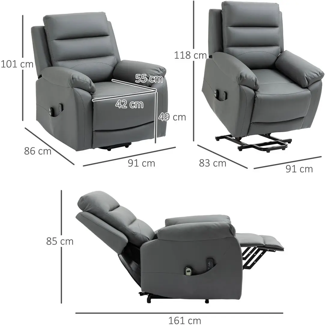 Fotoliu de masaj Homcom 713-095V90GY 91x86x101 cm (Grey)