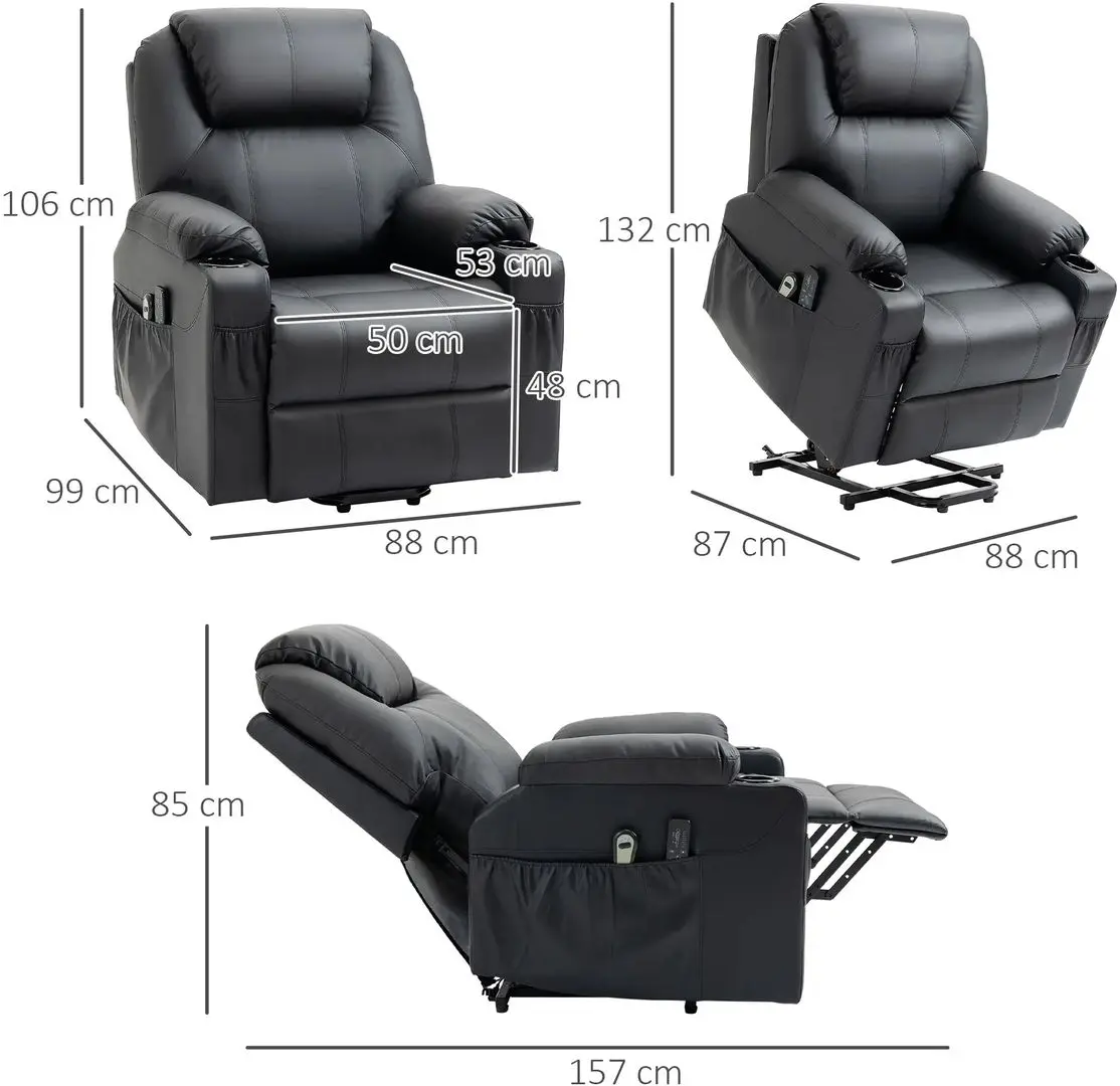 Fotoliu de masaj Homcom 713-096BK 88x92x106 cm (Black)