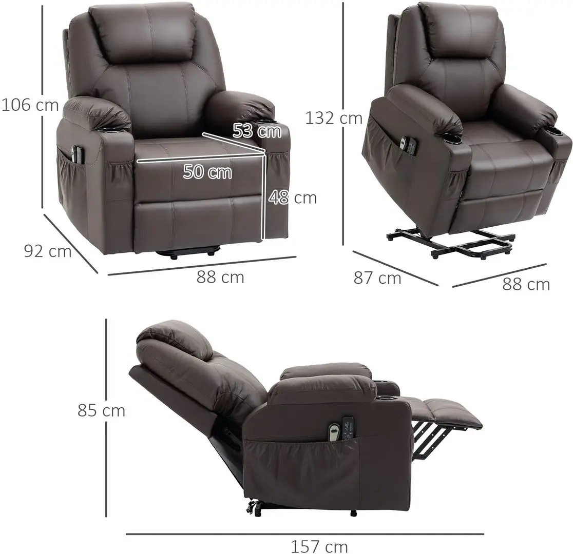 Массажное кресло Homcom 713-096BN 88x92x106 cm (Brown) - 4