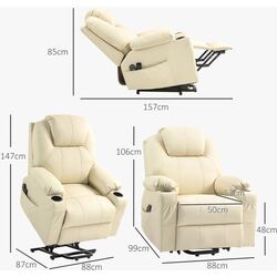 Fotoliu de masaj Homcom 713-096V90CW 88x99x106 cm (Cream) Thumb