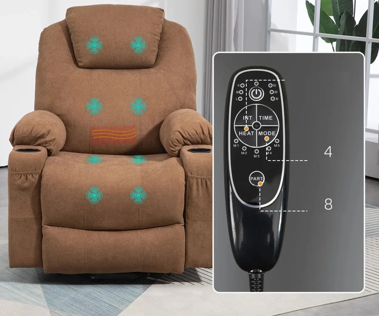 Fotoliu de masaj Homcom 713-158V90CF 90x101x107 (Coffee)