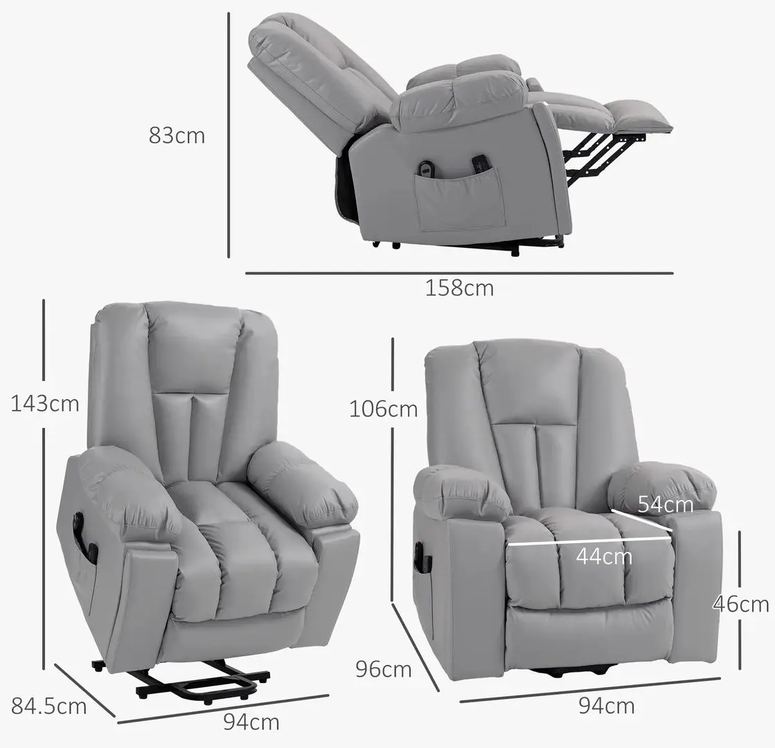 Fotoliu de masaj Homcom 713-159V90CG 94x96x106 (Grey)