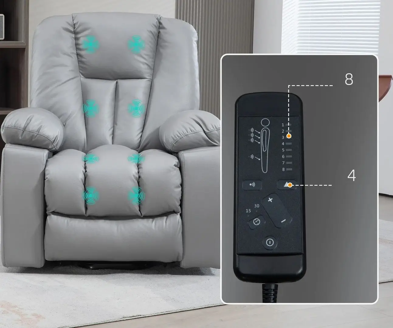 Fotoliu de masaj Homcom 713-159V90CG 94x96x106 (Grey)