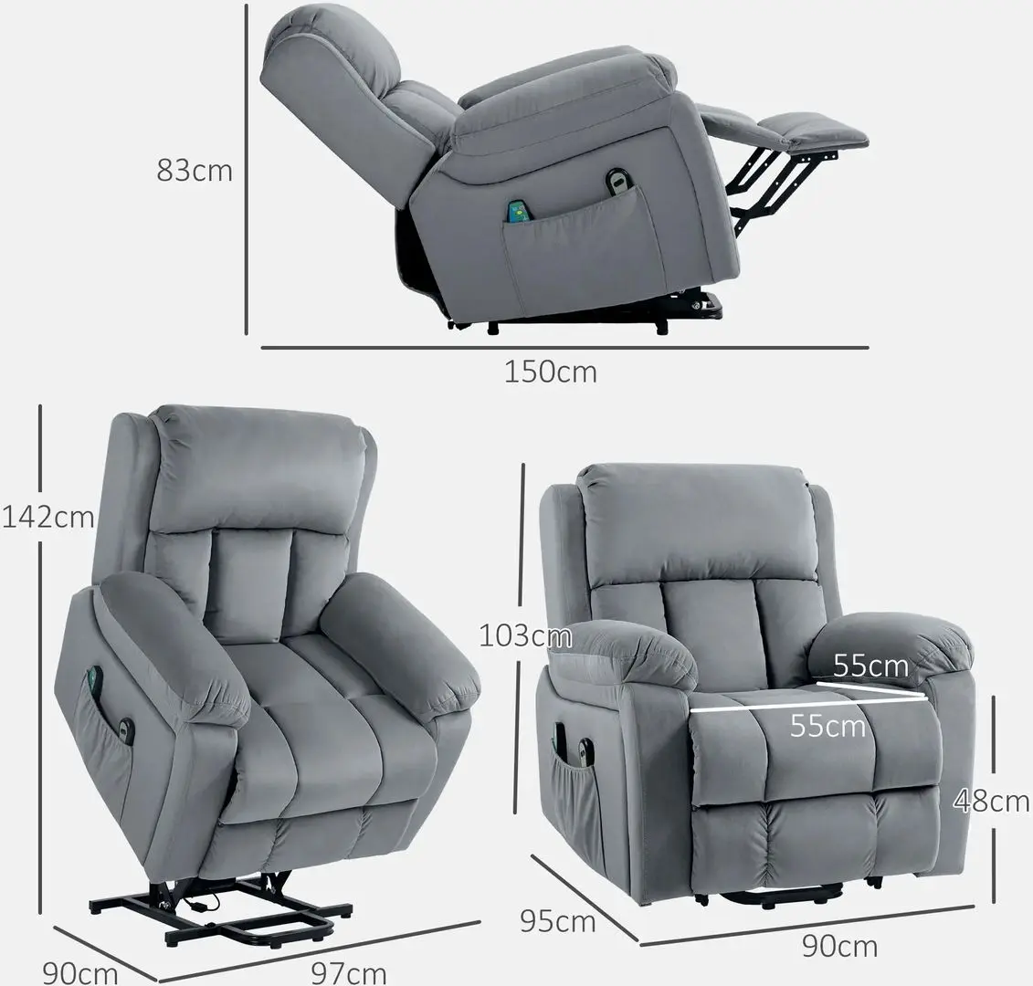 Fotoliu de masaj Homcom 713-167V90GY 90x95x103 cm (Grey)