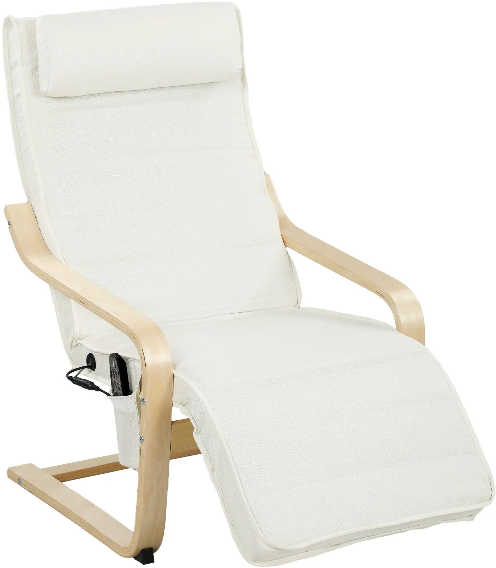 Fotoliu-recliner Homcom 83B-350V90CW (Cream/Natural Wood) - 2