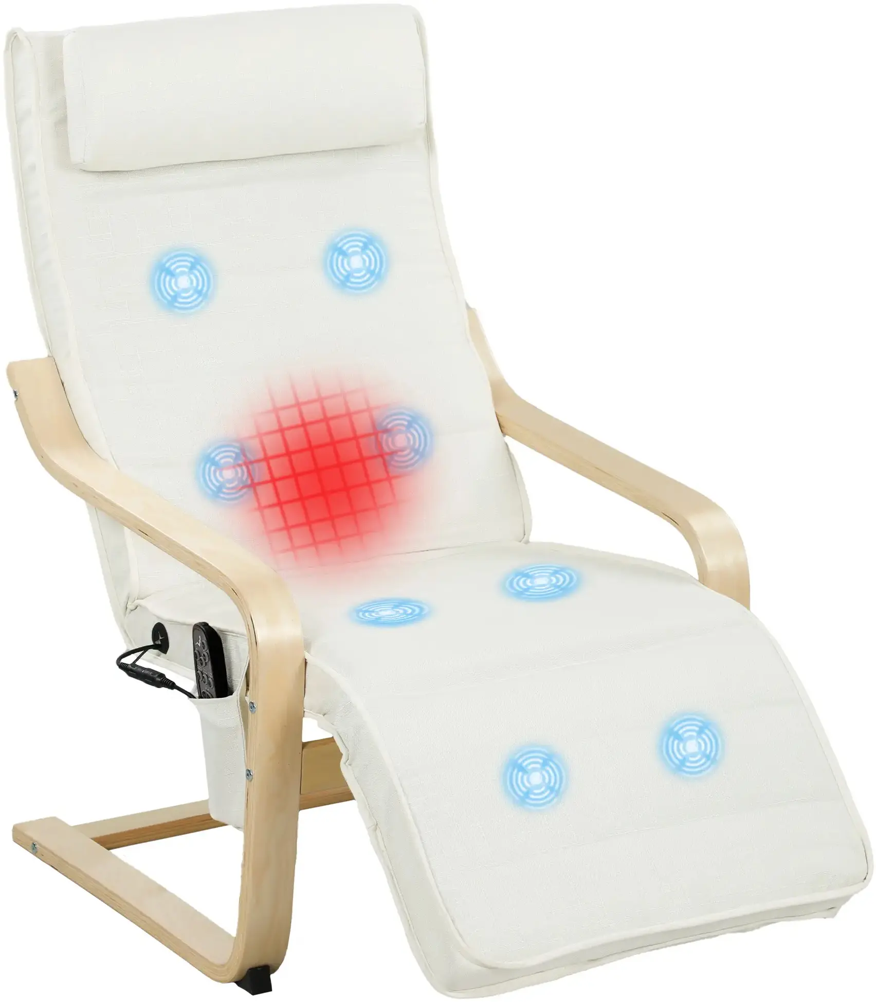 Fotoliu-recliner Homcom 83B-350V90CW (Cream/Natural Wood) - 3