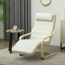 Fotoliu-recliner Homcom 83B-350V90CW (Cream/Natural Wood)