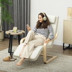 Fotoliu-recliner Homcom 83B-350V90CW (Cream/Natural Wood) Thumb