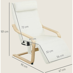 Fotoliu-recliner Homcom 83B-350V90CW (Cream/Natural Wood) Thumb