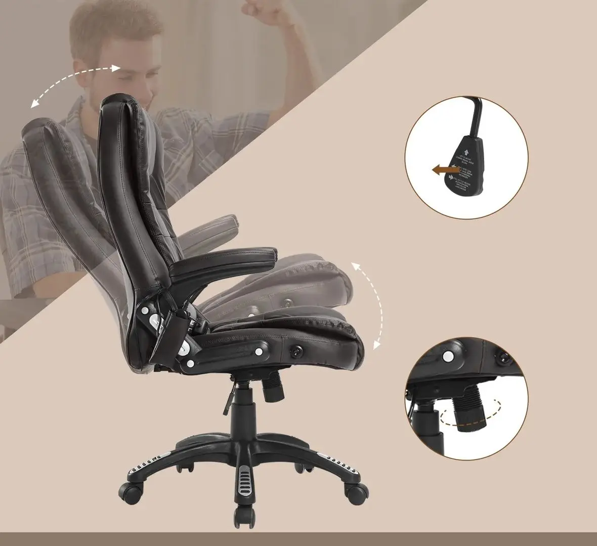 Fotoliu Homcom A2-0056 62x68x121 cm (Brown/Black)