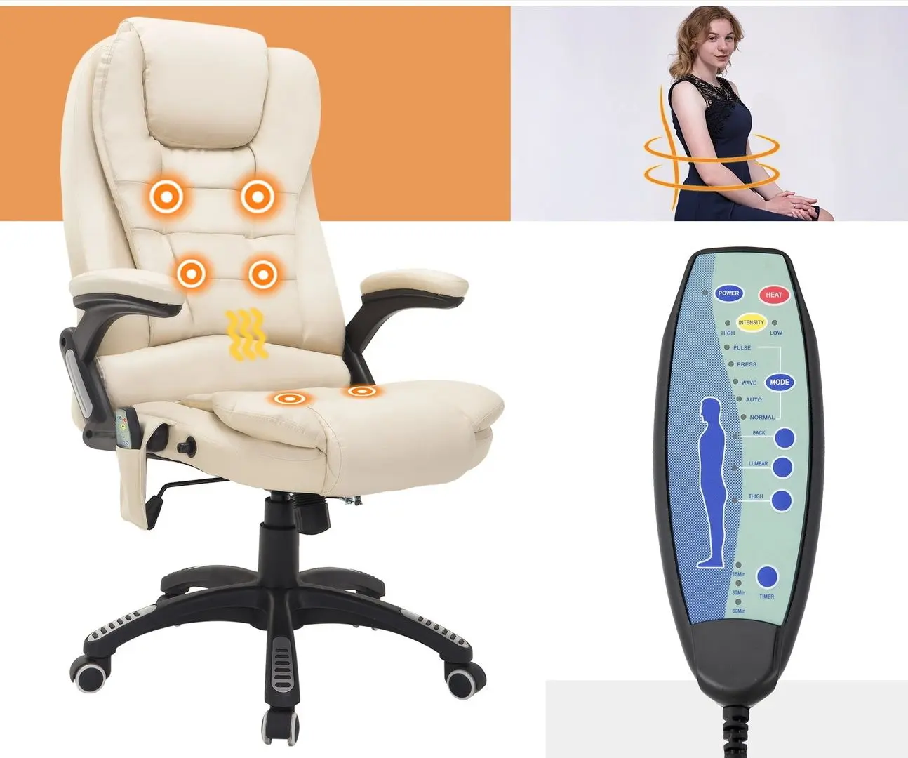 Кресло Homcom A2-0057 62x68x121 cm (Beige/Black)