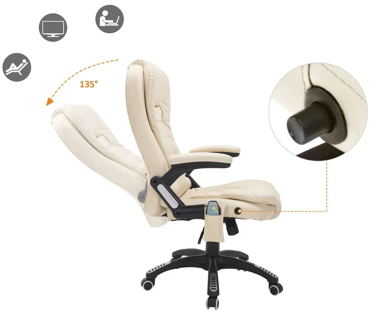 Кресло Homcom A2-0057 62x68x121 cm (Beige/Black)