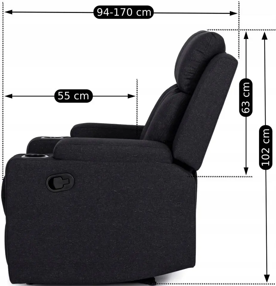 Кресло-реклайнер Mebel Elite Kobi 2 (Black) - 12