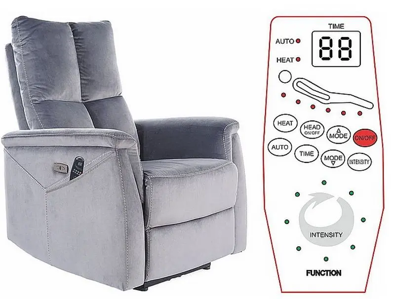 Fotoliu-recliner Signal Neptun M Velvet Bluvel 14 (Grey)