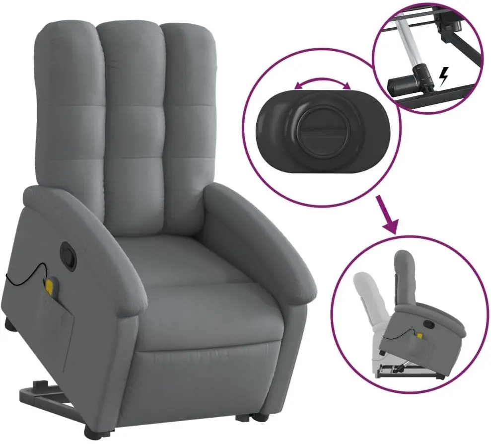Массажное кресло с подъемником VidaXL 3204105 (Dark Grey)