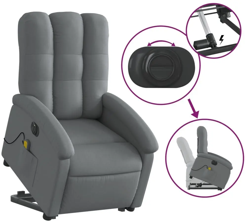 Массажное кресло с подъемником VidaXL 3204129 (Dark Grey)