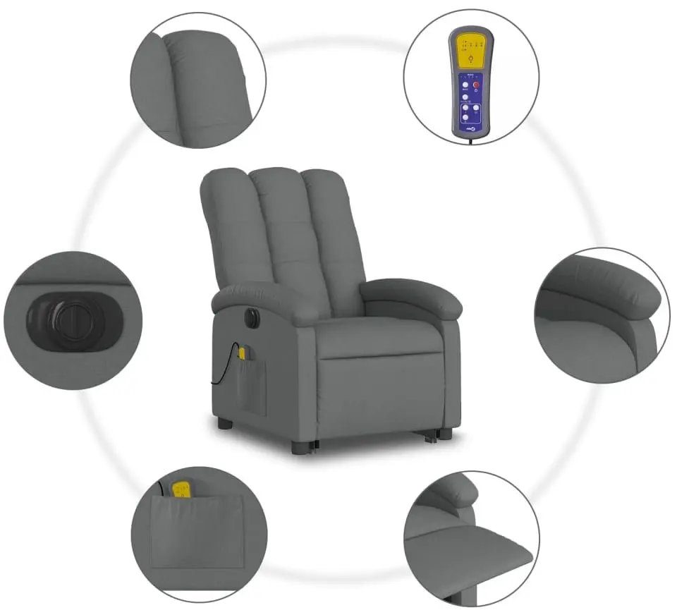 Массажное кресло с подъемником VidaXL 3204129 (Dark Grey)