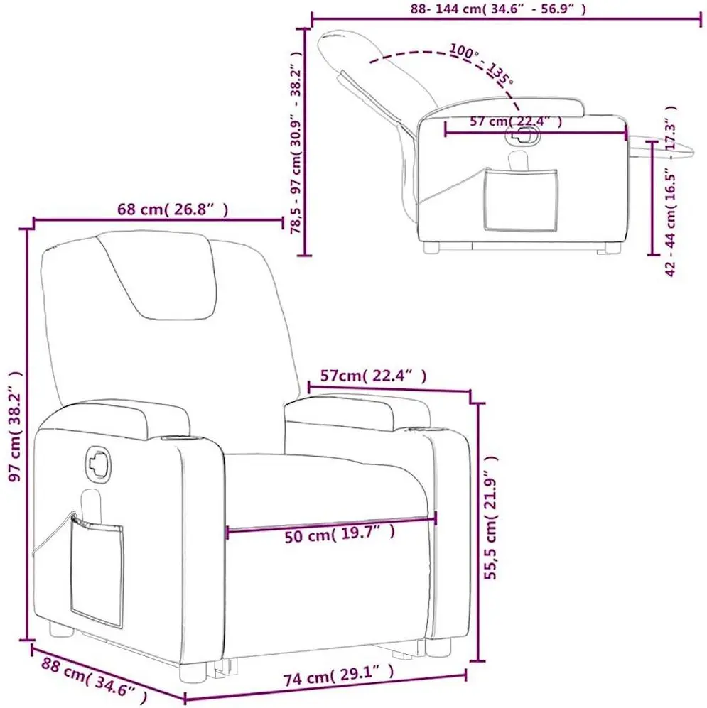 Массажное кресло с подъемником VidaXL 3204380 (Light Grey)