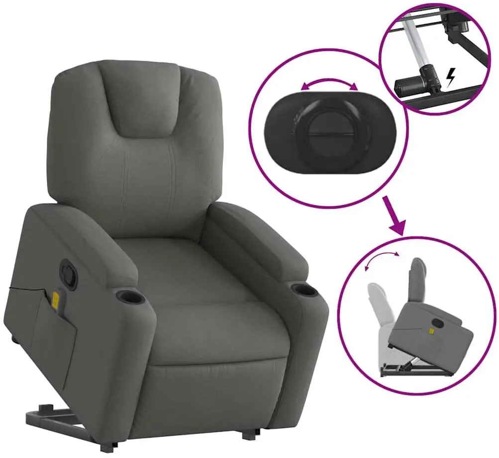 Массажное кресло с подъемником VidaXL 3204381 (Dark Grey)