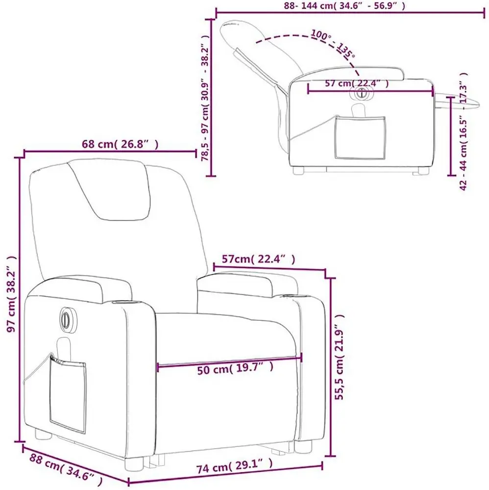 Массажное кресло с подъемником VidaXL 3204404 (Light Grey)
