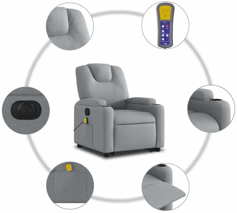 Массажное кресло с подъемником VidaXL 3204404 (Light Grey)