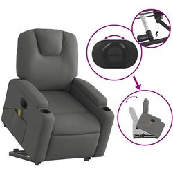 Fotoliu de masaj cu ridicare VidaXL 3204405 (Dark Grey) Thumb