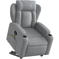 Fotoliu de masaj cu ridicare VidaXL 3204494 (Light Grey) Thumb