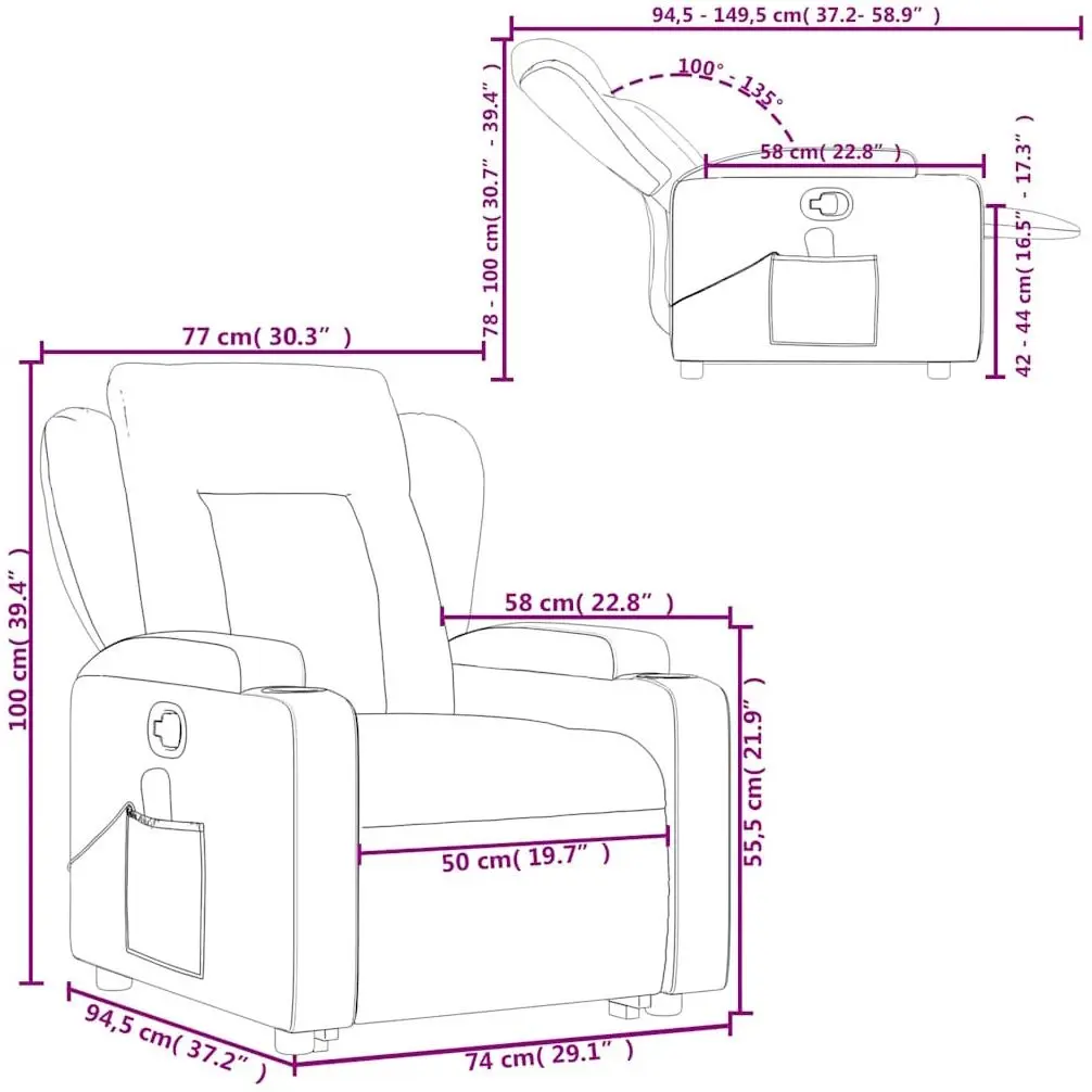 Fotoliu de masaj cu ridicare VidaXL 3204496 (Black)