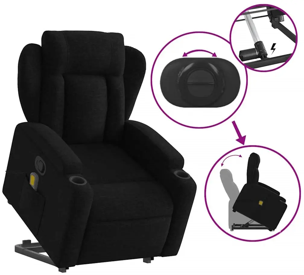 Fotoliu de masaj cu ridicare VidaXL 3204496 (Black)