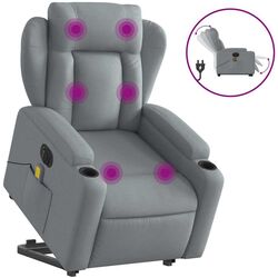 Fotoliu de masaj cu ridicare VidaXL 3204518 (Light Grey) Thumb