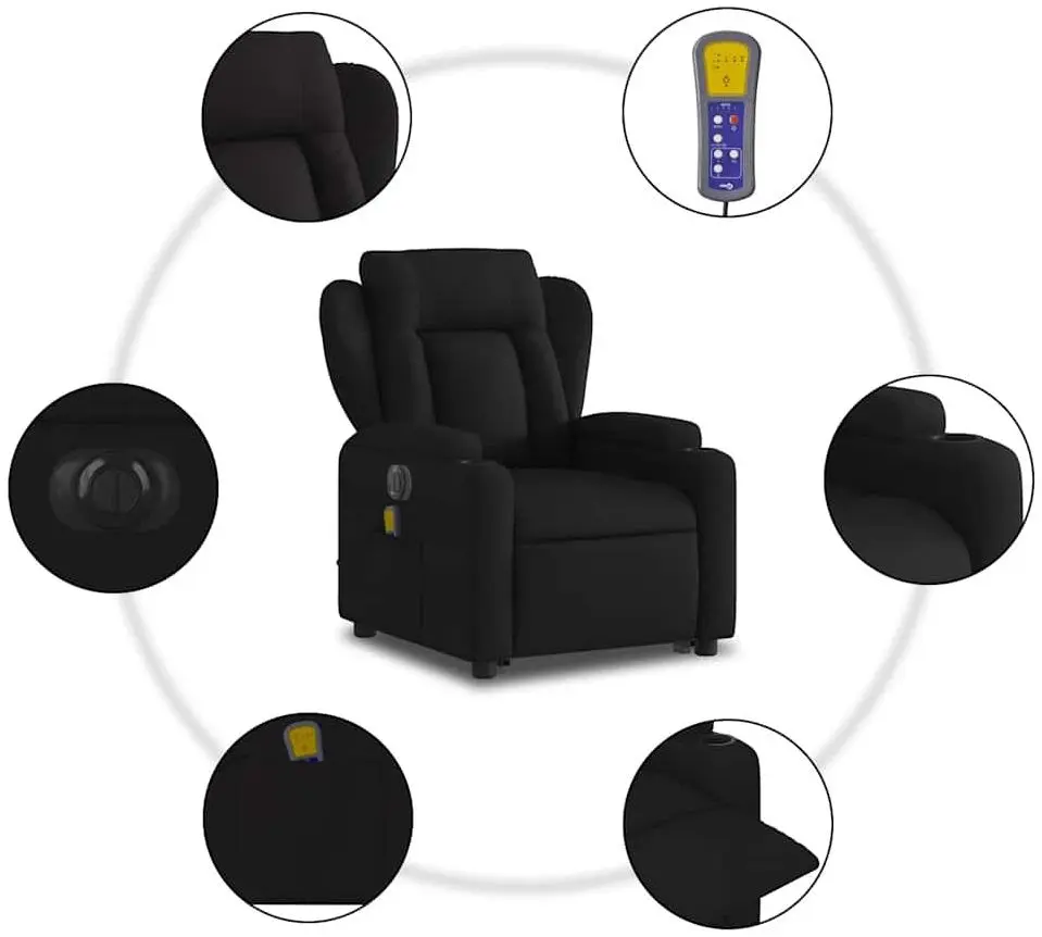 Массажное кресло с подъемником VidaXL 3204520 (Black)