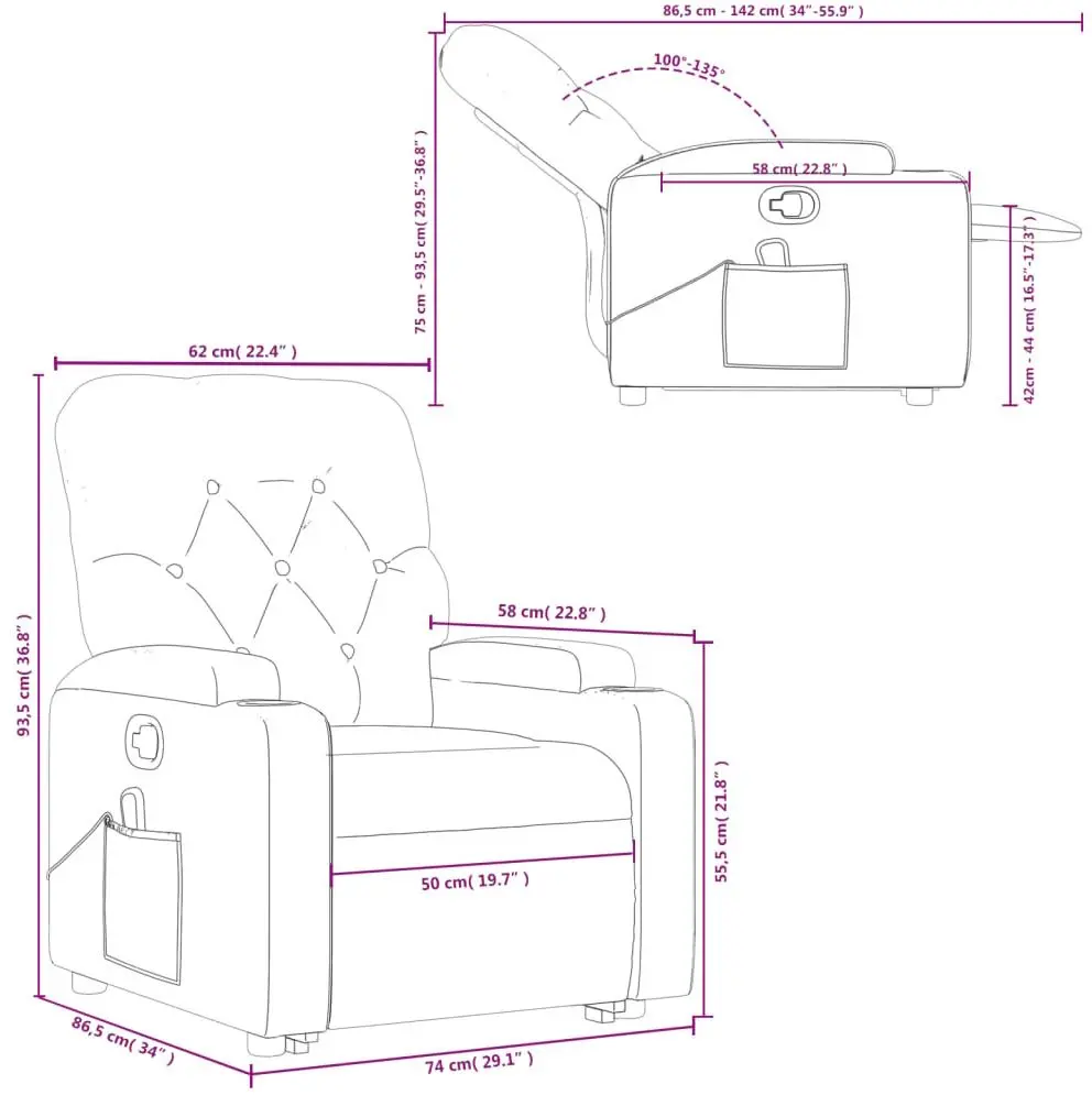 Fotoliu de masaj cu ridicare VidaXL 3204779 (Black)