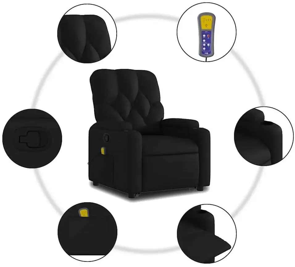 Fotoliu de masaj cu ridicare VidaXL 3204779 (Black)