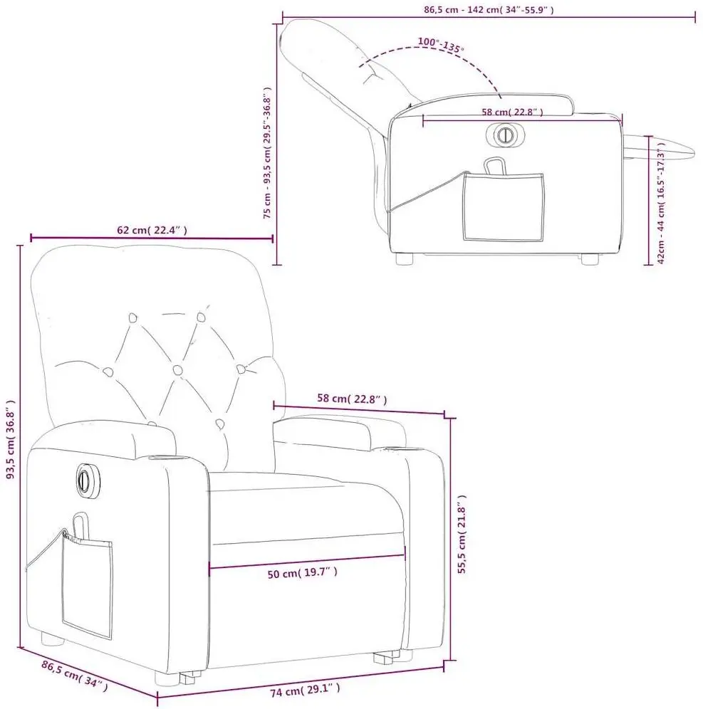 Fotoliu de masaj cu ridicare VidaXL 3204793 (Black)