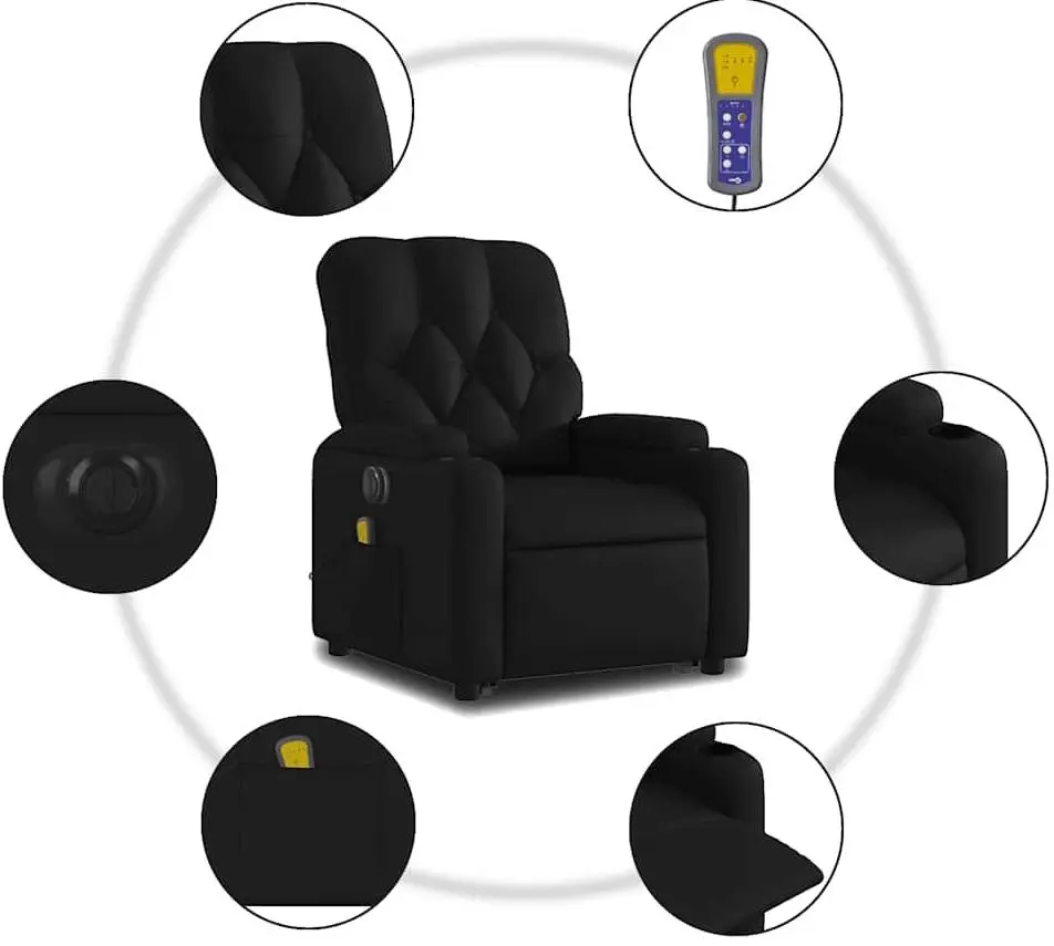 Fotoliu de masaj cu ridicare VidaXL 3204793 (Black)