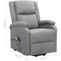 Fotoliu de masaj cu ridicare VidaXL 329709 (Light Grey) Thumb