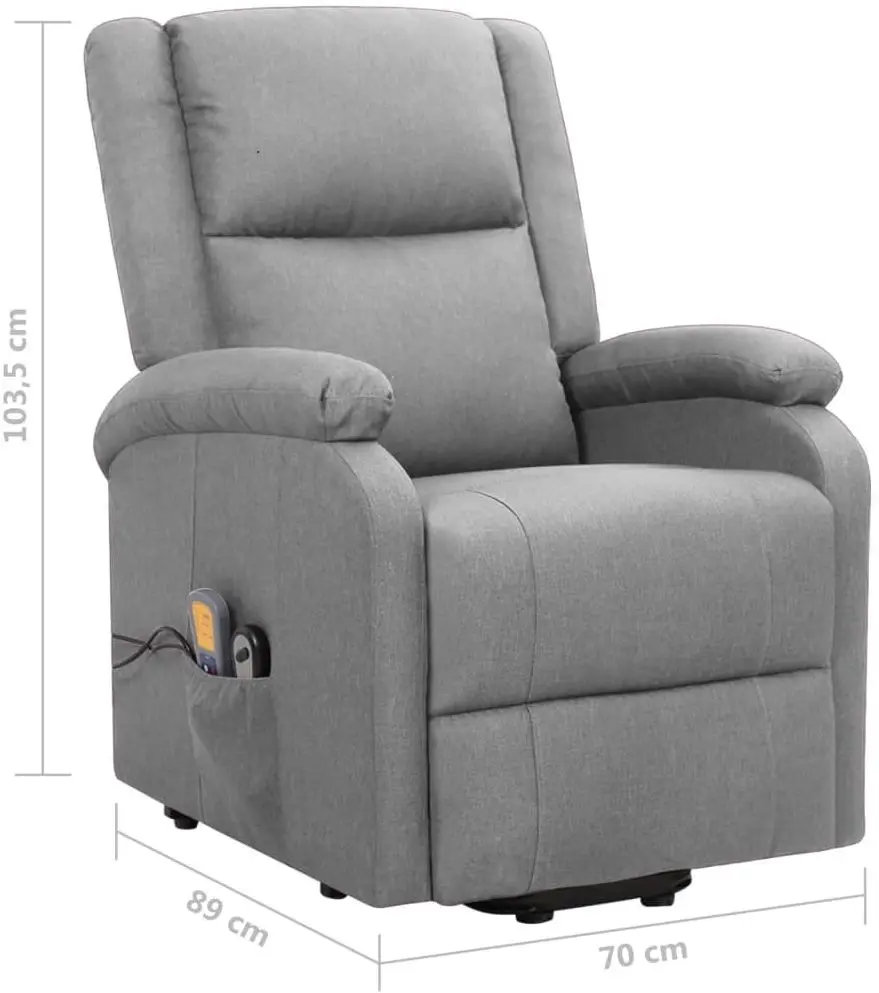 Fotoliu de masaj cu ridicare VidaXL 329709 (Light Grey)