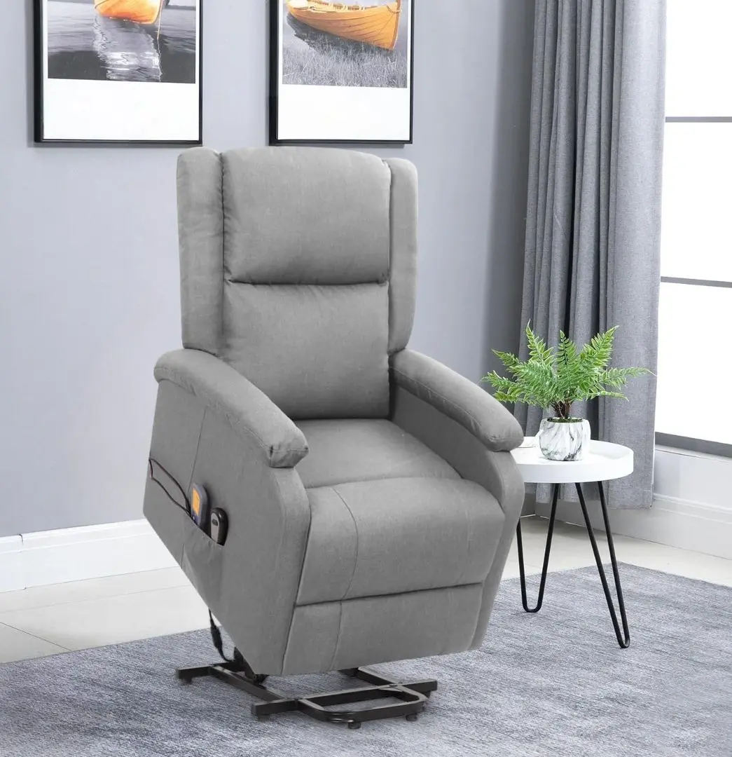 Fotoliu de masaj cu ridicare VidaXL 329709 (Light Grey)