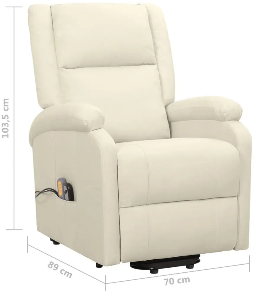 Fotoliu de masaj cu ridicare VidaXL 329718 (Cream)