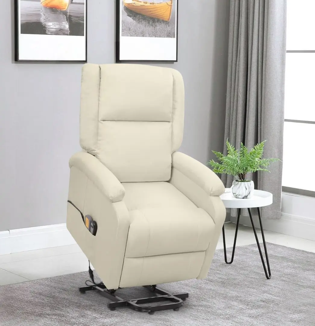 Fotoliu de masaj cu ridicare VidaXL 329718 (Cream)