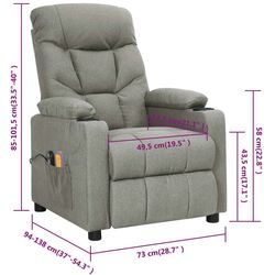 Fotoliu de masaj VidaXL 3098827 (Light Grey) Thumb