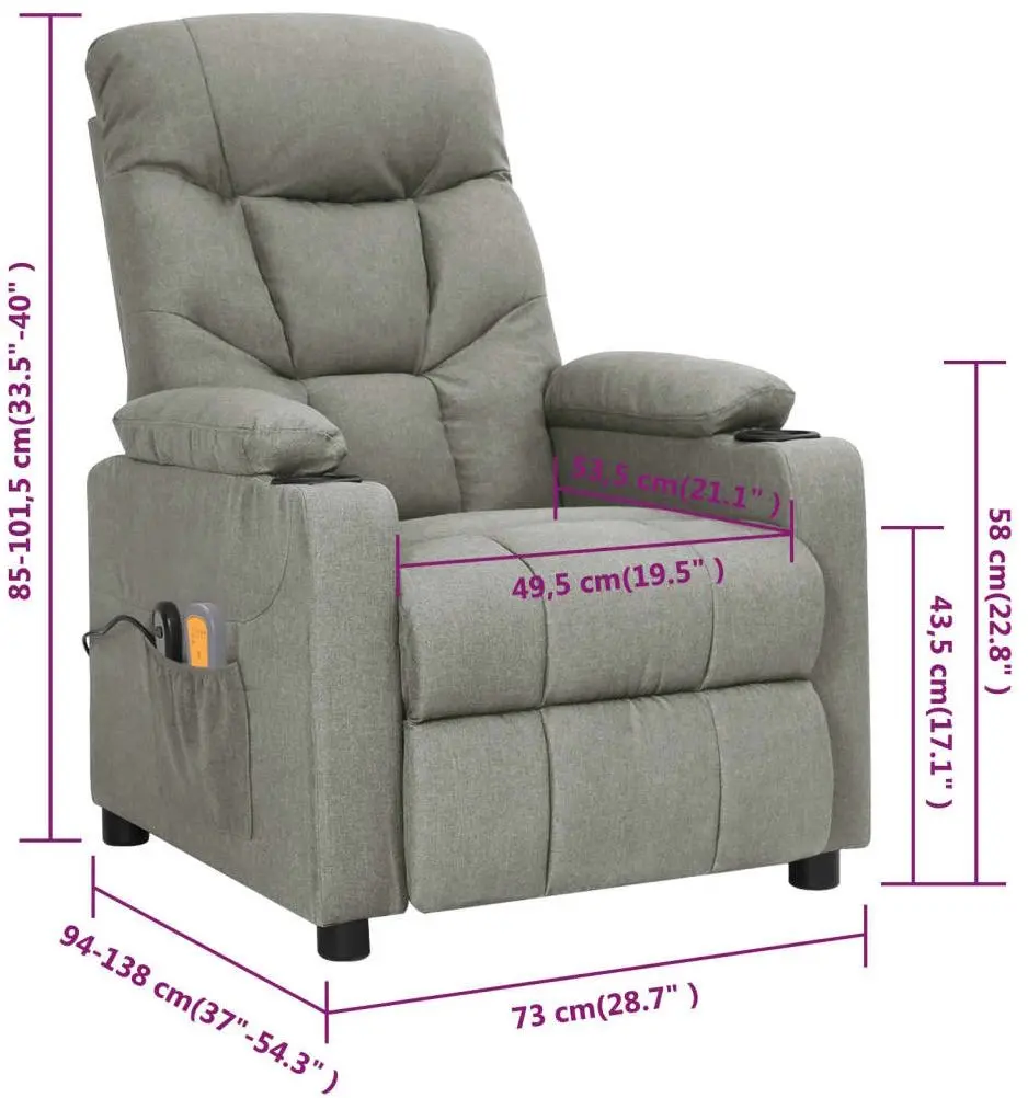 Fotoliu de masaj VidaXL 3098827 (Light Grey)