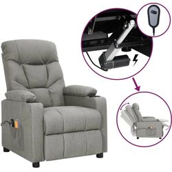 Fotoliu de masaj VidaXL 3098827 (Light Grey) Thumb