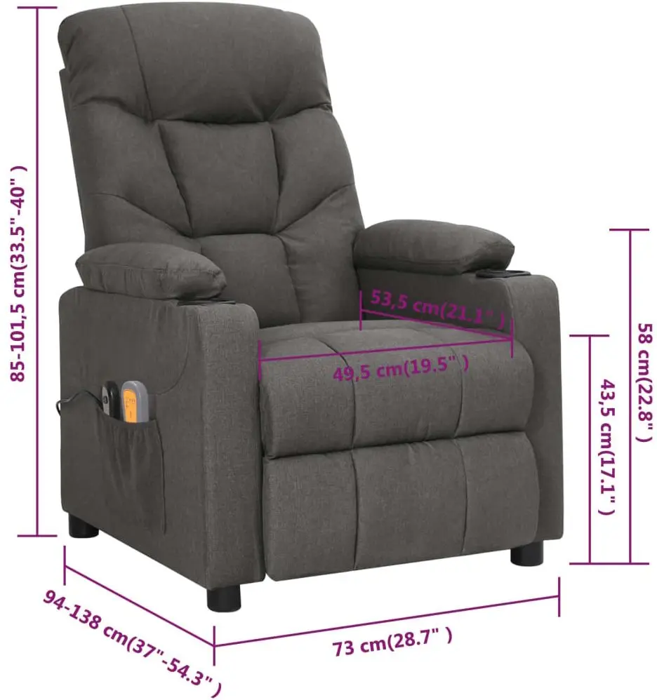 Массажное кресло VidaXL 3098828 (Dark Grey) - 10