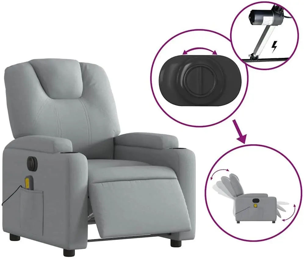 Fotoliu de masaj VidaXL 3204356 (Light Grey)