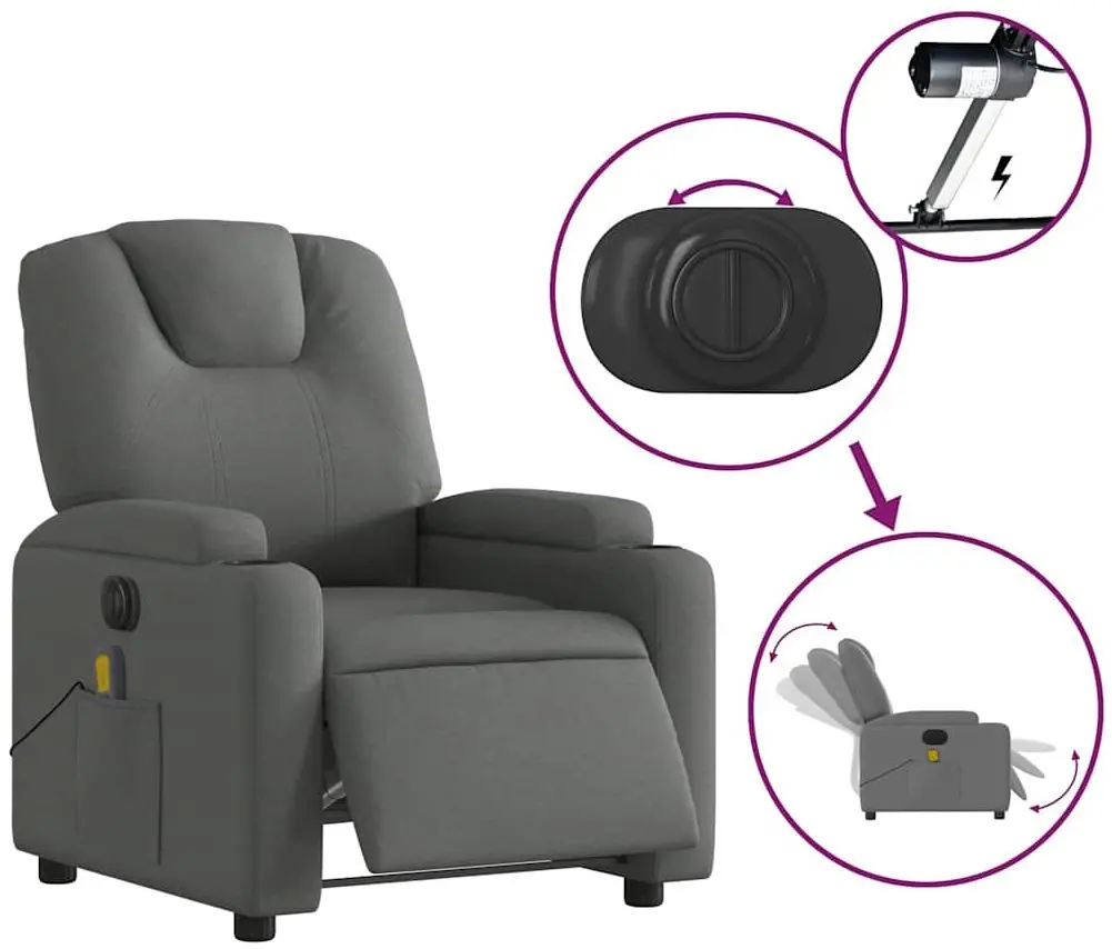 Fotoliu de masaj VidaXL 3204357 (Dark Grey)