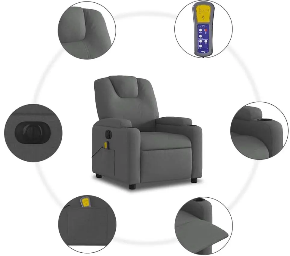 Fotoliu de masaj VidaXL 3204357 (Dark Grey)