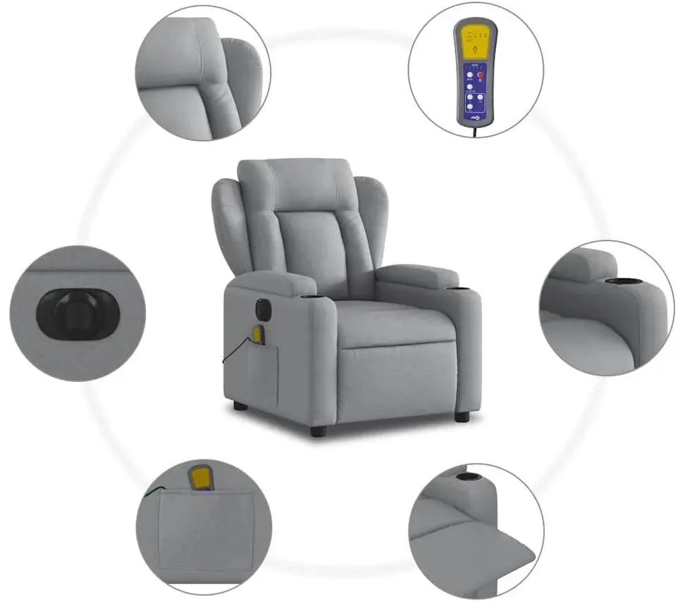 Fotoliu de masaj VidaXL 3204470 (Light Grey)